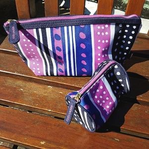 Estee Lauder Makeup Bags Pink Polka Dot Stripes